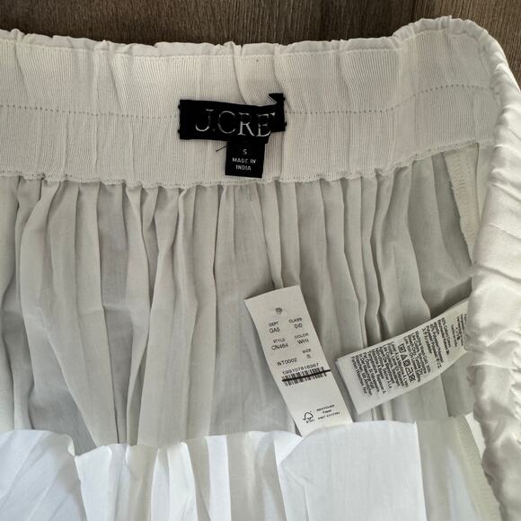 J.Crew Smocked-Waist Pleated Skirt SZ S White Pull On Knee Length A-Line Stretch - Picture 5 of 8